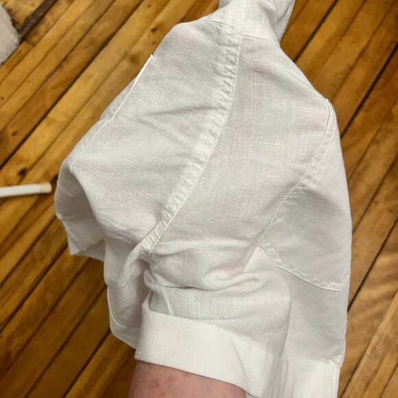 White Linen Blend Shorts with Self Tie, Size 4 - Picture 8 of 9